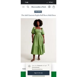 Abercrombie & Fitch Emerson Poplin Puff Sleeve Midi Dress